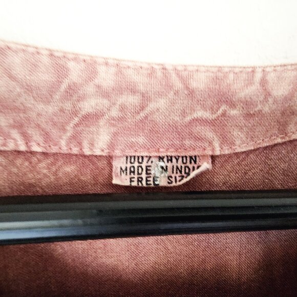 Vtg Embroidered Tie Dye Plaid Empire Waist Short Sleeve Maxi Dress Sz S Boho Y2K - Picture 2 of 16